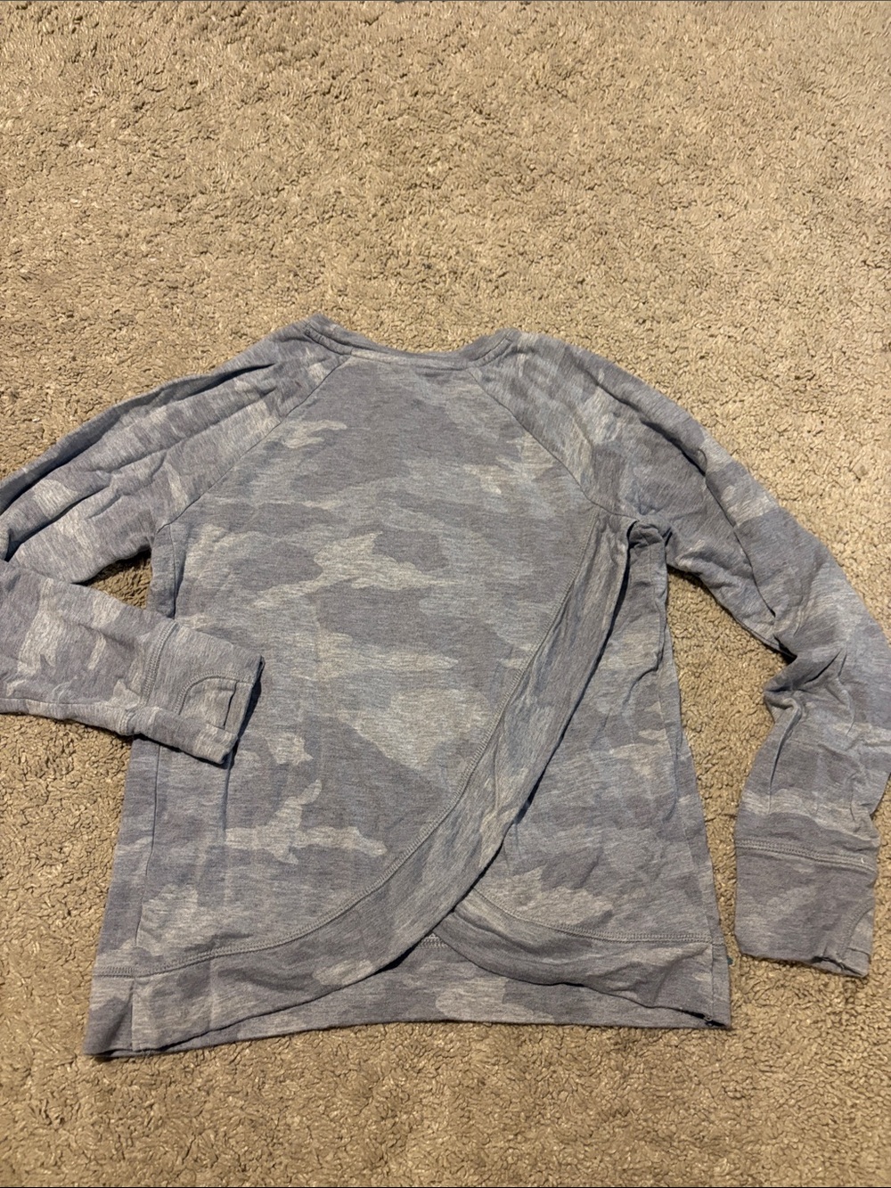 Athleta Girl Gray Camo Crossover Back Sweatshirt Top